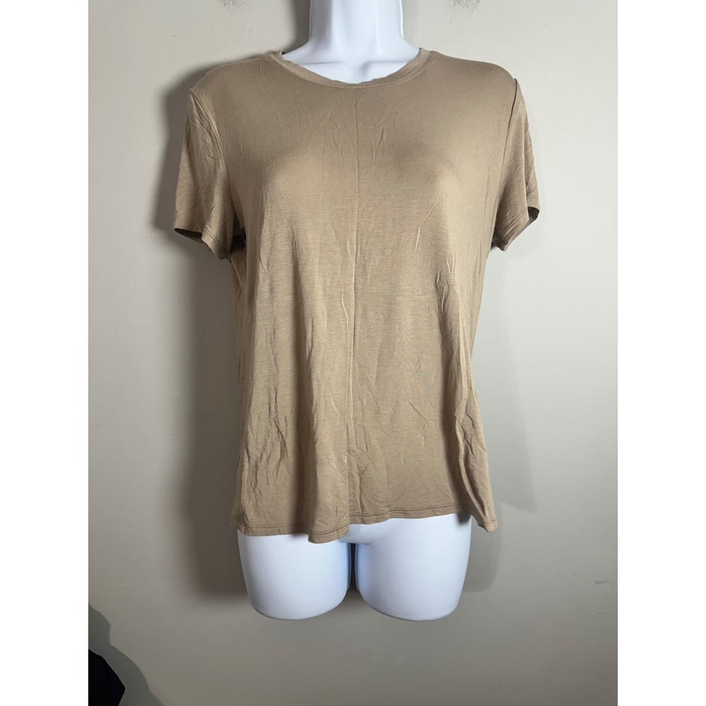 Alo Yoga Womens Short Sleeve Crew Neck T-Shirt Tan Beige Activewear Size S